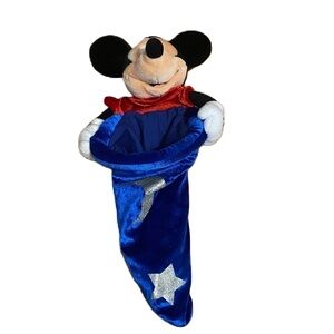 Vintage Walt Disney World Sorcerer Hat Stocking Fantasia Blue Red Parks Wizard